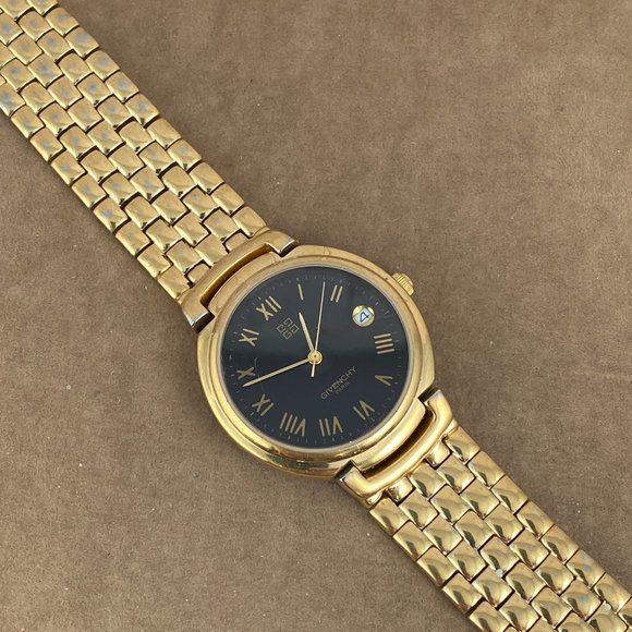 SOLD Vintage Givenchy Paris Watch 18K 10Micron Gold Plated  Date at 3 Roman - Picture 2 of 8